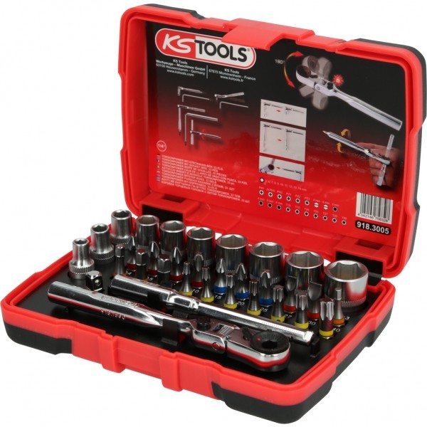 KS Tools 1/4&quot; TORSIONpower Bit-Stecknuss-Box, 33-tlg., 918.3005