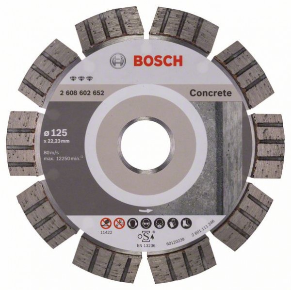 Bosch Diamanttrennscheibe Best for Concrete, 125 x22,23 x 2,2 x 12 mm 2608602652