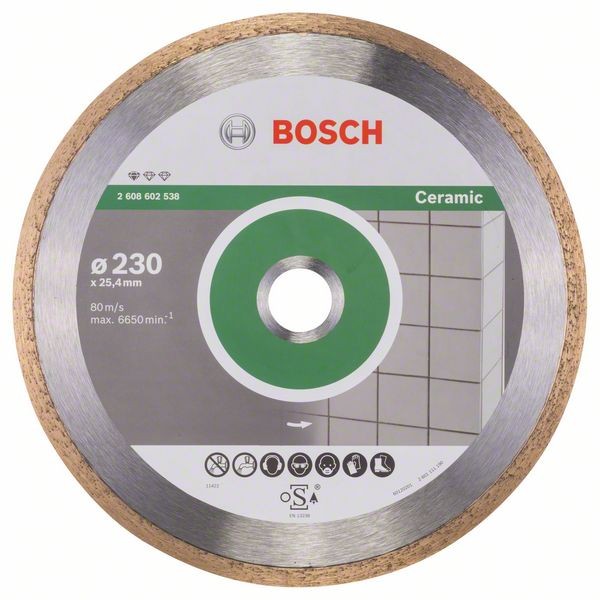 Bosch Diamanttrennscheibe Standard Ceramic, 230 x 25,40 x 1,6 x 7 mm 2608602538