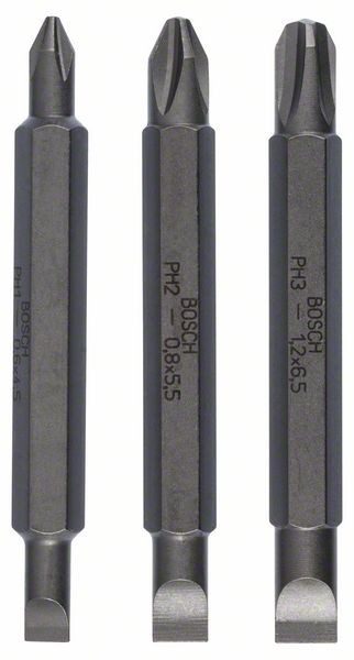 Bosch Doppelklingenbit-Set, S0,6x4,5, PH1, S0,8x5,5,PH2,S1,2x6,5, PH3,2607001746