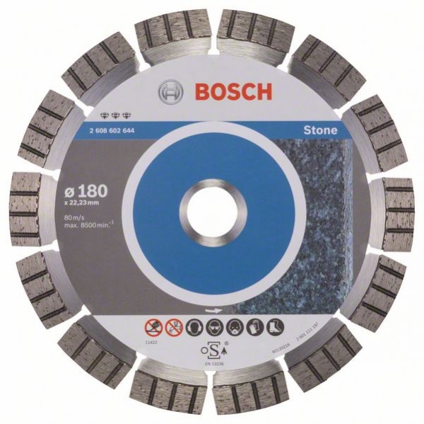 Bosch Diamanttrennscheibe Best for Stone, 180 x 22,23 x 2,4 x 12 mm 2608602644