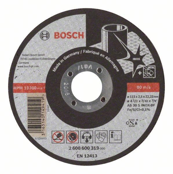 Bosch Trennscheibe gerade Expert Inox AS 30 S INOX BF, 115 mm, 2,5 mm 2608600319