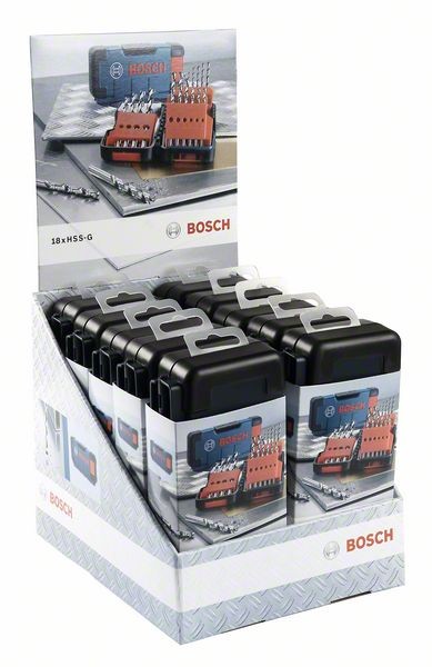 Bosch Display mit 10x18-tlg. Toughbox-Set, 135° 1- 10 mm. 2607019577