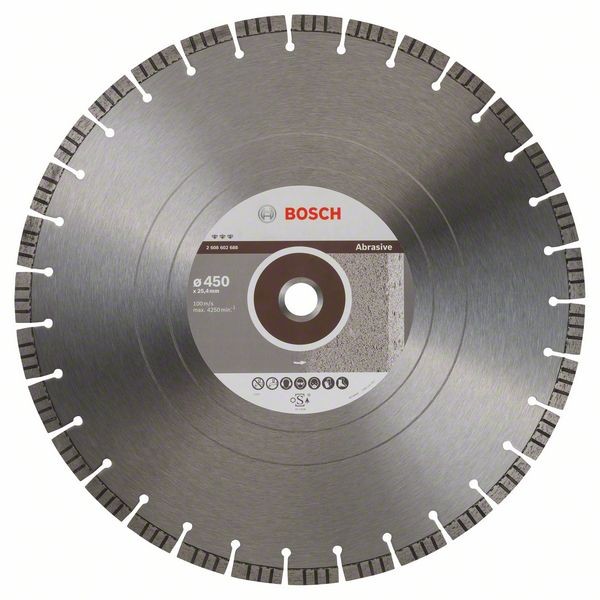 Bosch Diamanttrennscheibe Best for Abrasive, 450 x25,40 x 3,6 x 12 mm 2608602688
