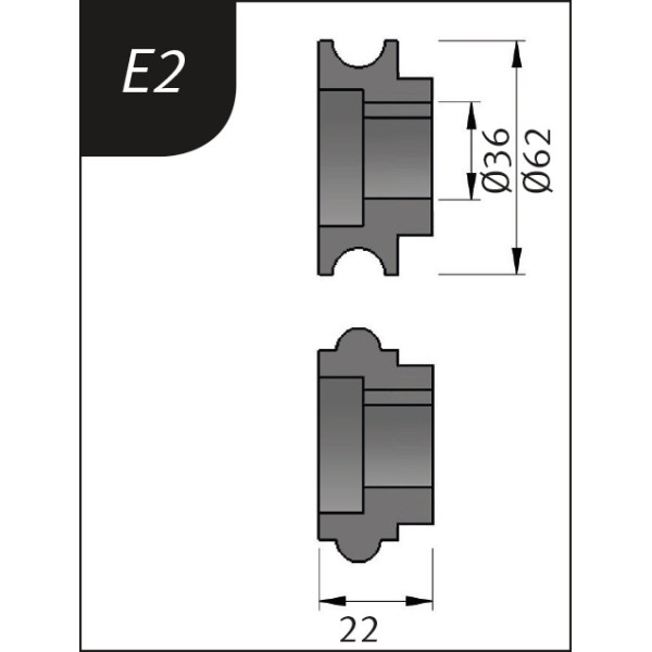 Metallkraft Biegerollensatz Typ E2, Ø 62 x 36 x 22 mm, 3880132