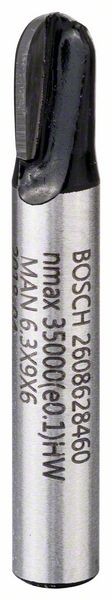 Bosch Hohlkehlfräser, 6 mm, R1 3,2 mm, D 6,35 mm, L 9,1 mm, G 40 mm 2608628460