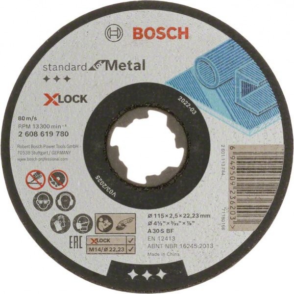 Bosch Trennscheiben gerader Ausführung,Metal X-Lock,Durchmesser 115mm 2608619780