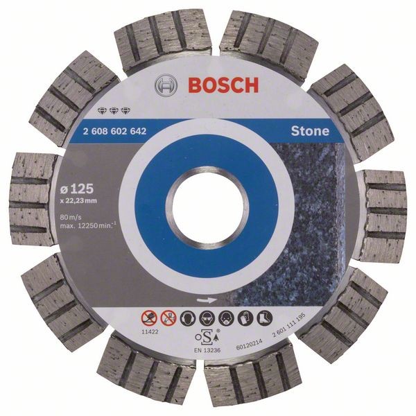 Bosch Diamanttrennscheibe Best for Stone, 125 x 22,23 x 2,2 x 12 mm 2608602642