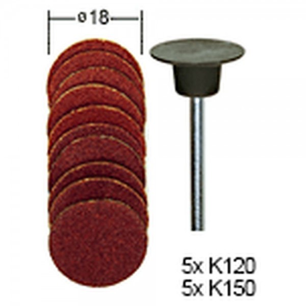 Proxxon Gummiteller, 18 mm, mit je 5 Schleifscheiben Korn 120 + 150, 28982