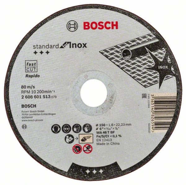 Bosch Trennscheibe gerade Standard for Inox WA 46 T BF,150 mm, 1,6 mm 2608601513
