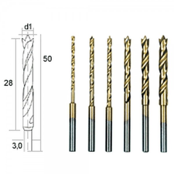 Proxxon HSS Spiralbohrersatz mit Zentrierspitze, 6 tlg. (1,5 bis 4 mm), 28876