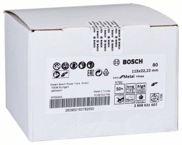Bosch Fiberschleifscheibe R780 Best for Metal, 115 x 22,23 mm, 80 2608621607