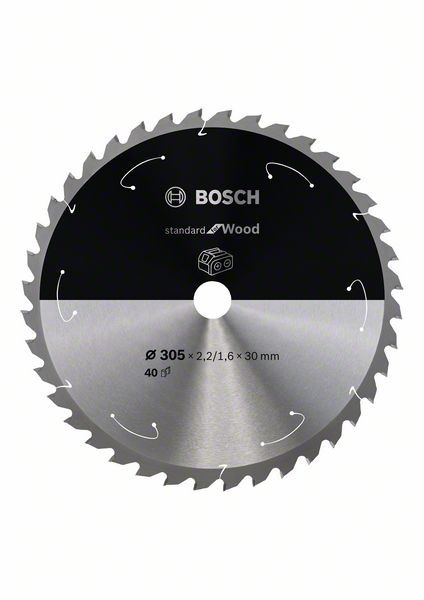 Bosch Akku-Kreissägeblatt Standard Wood, 305 x 2,2/1,6 x 30, 40 Zähne 2608837741
