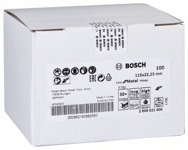 Bosch Fiberschleifscheibe R780 Best for Metal, 115 x 22,23 mm, 100 2608621608