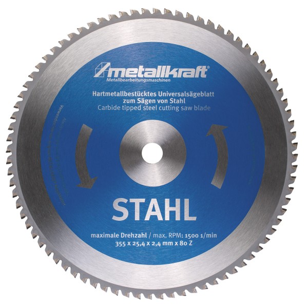Metallkraft Sägeblatt für Stahl Ø 355 x 2,4 x 25,4 mm Z80, 3853504