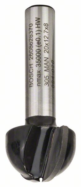 Bosch Hohlkehlfräser, 8 mm, R1 10 mm, D 20 mm, L 12,4 mm, G 46 mm 2608628370