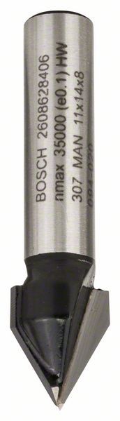 Bosch V-Nutfräser, 8 mm, D1 11 mm, L 14 mm, G 45 mm, 60° 2608628406
