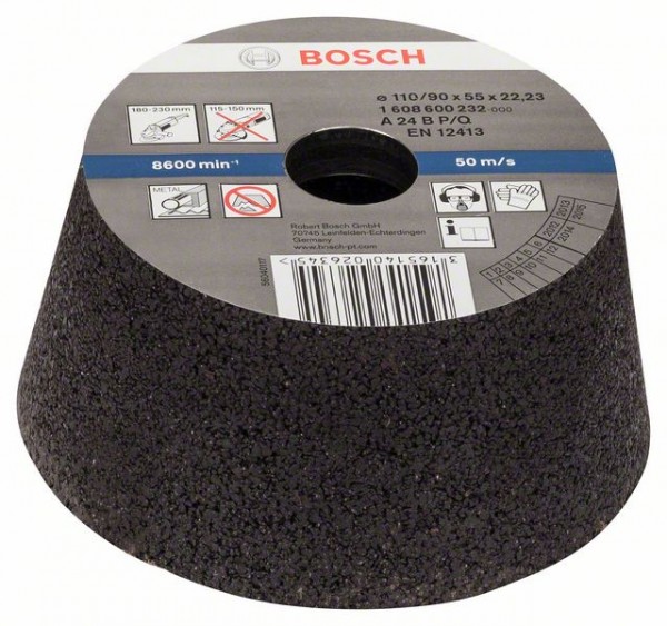 Bosch Schleiftopf, konisch-Metall/Guss 90 mm, 110 mm, 55 mm, K 24 1608600232