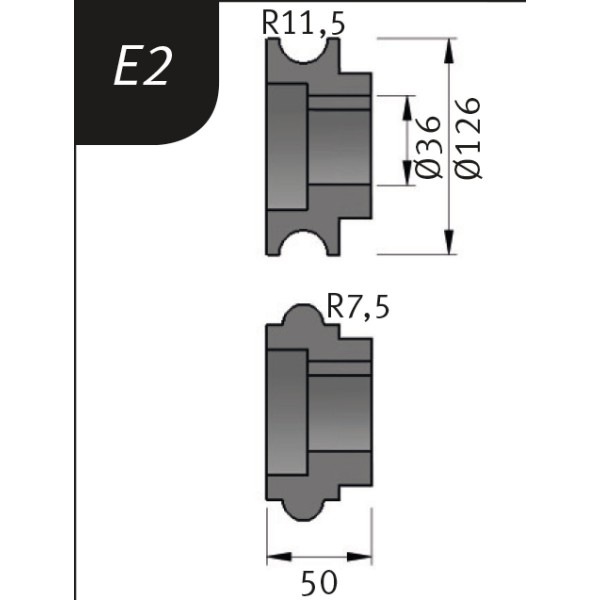 Metallkraft Biegerollensatz Typ E2, Ø 126 x 36 x 50 mm, R 11,5 / 7,5 mm, 3880722