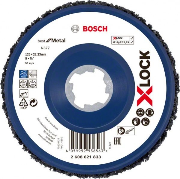 Bosch X-LOCK Reinigungsscheibe N377 Metall, 125 mm, 22,23 mm 2608621833
