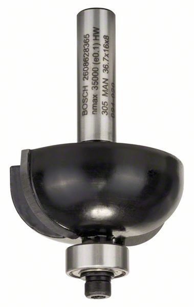 Bosch Hohlkehlenfräser, 8 mm, R1 12 mm, D 36,7 mm, L 16 mm, G 58 mm 2608628365