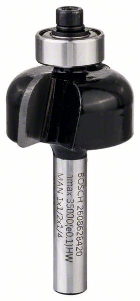 Bosch Hohlkehlenfräser, 1/4 Zoll,R1 6,3 mm,D 25,4 mm,L 12,7 mm,G 54mm 2608628420