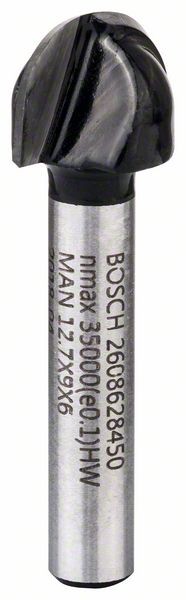 Bosch Hohlkehlfräser, 6 mm, R1 6,3 mm, D 12,7 mm, L 9,2 mm, G 40 mm 2608628450