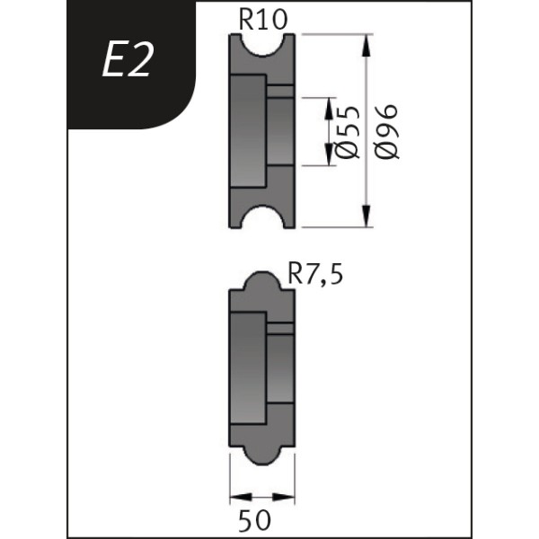 Metallkraft Biegerollensatz Typ E2, Ø 96 x 55 x 50 mm, R 10 / 7,5 mm, 3880712