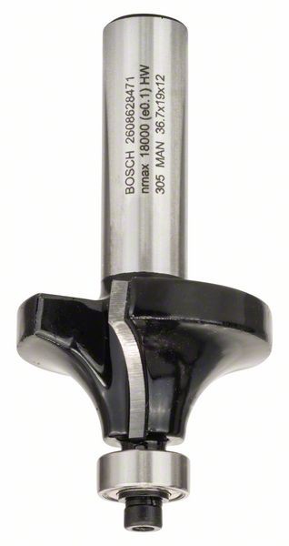 Bosch Abrundfräser, 12 mm, R1 12 mm, L 19 mm, G 70 mm 2608628471