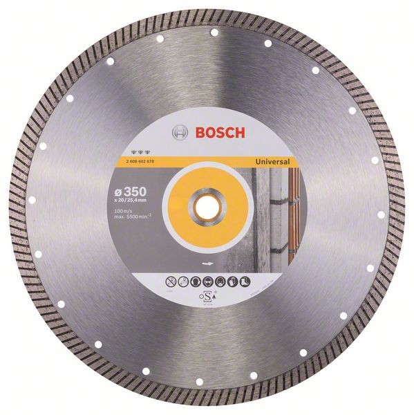 Bosch Diamanttrennscheibe Turbo, 350 x 20,00/25,40 x 3,2 x 12 mm 2608602678