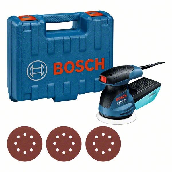 Bosch Exzenterschleifer GEX 125-1 AE, 3 x Schleifblatt C470, 0601387504