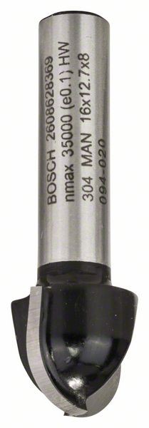 Bosch Hohlkehlfräser, 8 mm, R1 8 mm, D 16 mm, L 12,4 mm, G 45 mm 2608628369
