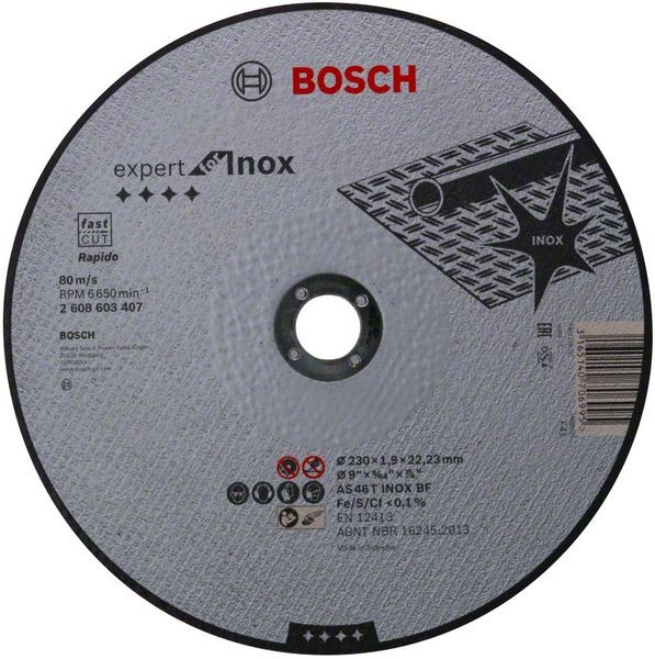 Bosch Trennscheibe gerade Rapido AS 46 T INOX BF, 230 mm, 1,9 mm 2608603407
