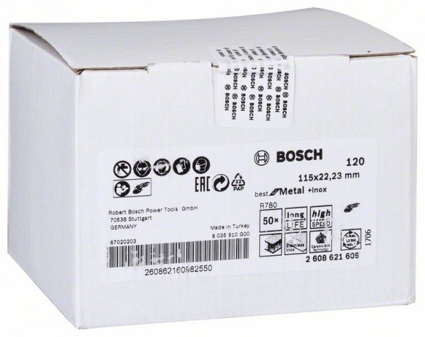 Bosch Fiberschleifscheibe R780 Best Metal Inox, 115 x 22,23 mm, 120 2608621609