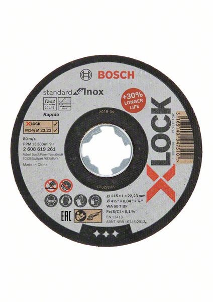 Bosch X-LOCK Standard for Inox 115 x 1 x 22,23 mm Trennscheibe gerade 2608619261
