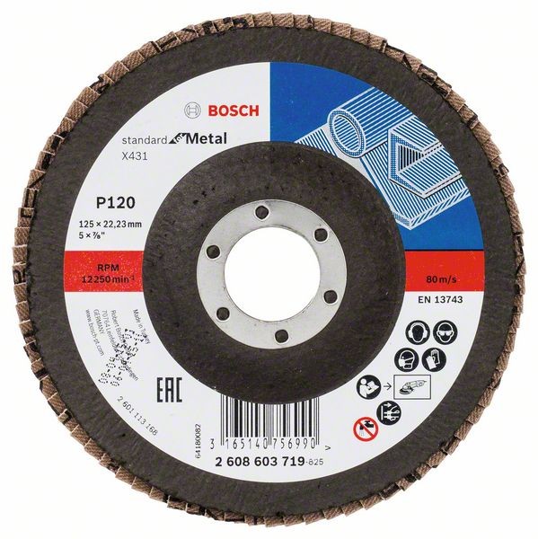 Bosch Fächerschleifscheibe X431, gerade, 125 mm, 120, Glasgewebe 2608603719