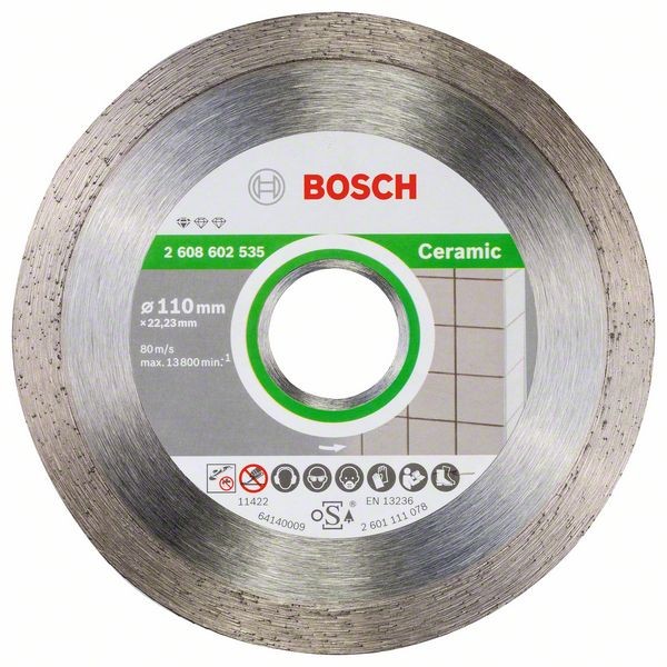 Bosch Diamanttrennscheibe for Ceramic, 110 x 22,23 x 1,6 x 7,5 mm 2608602535