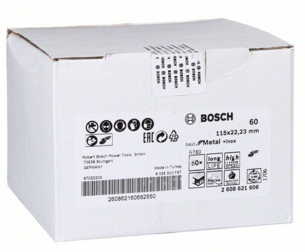 Bosch Fiberschleifscheibe R780 Best for Metal, 115 x 22,23 mm, 60 2608621606
