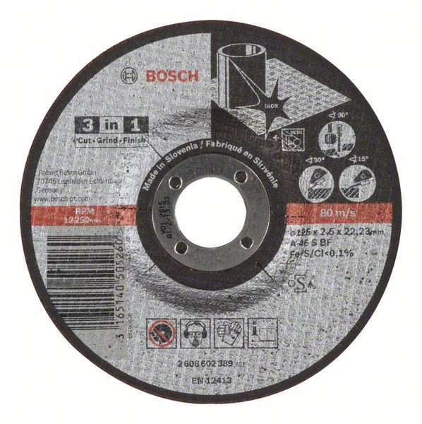 Bosch Trennscheibe 3-in-1 A 46 S BF, gekröpft, 125 mm, 2,5 mm 2608602389
