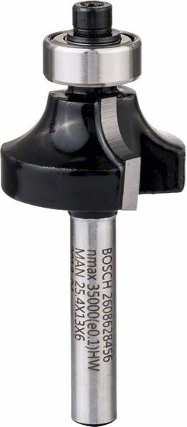 Bosch Abrundfräser, 6 mm, R1 6,3 mm, D 25,4 mm, L 13,1 mm, G 54 mm 2608628456