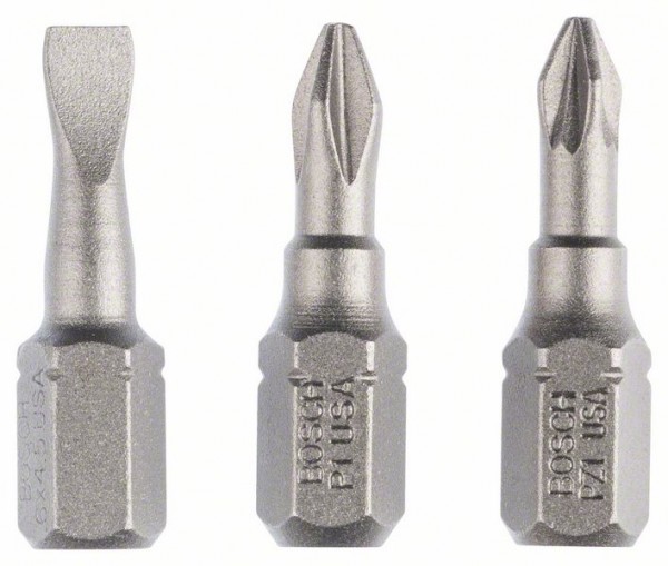 Bosch Schrauberbit-Set Extra-Hart,3-teilig, S 0,6x4,5, PH1, PZ1,25 mm 2607001765