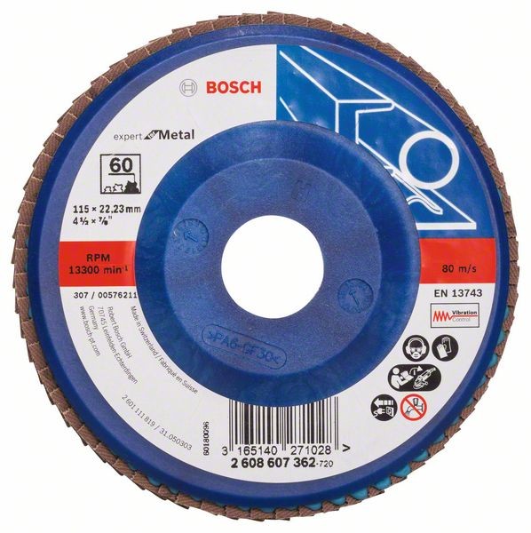 Bosch Fächerschleifscheibe X551, gerade, 115 mm, 60, Kunststoff 2608607362