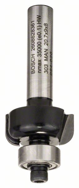 Bosch Hohlkehlenfräser, 8 mm, R1 4 mm, D 20,7 mm, L 9 mm, G 53 mm 2608628361