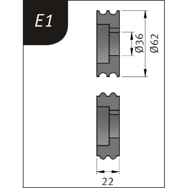 Metallkraft Biegerollensatz Typ E1, Ø 62 x 36 x 22 mm, 3880131
