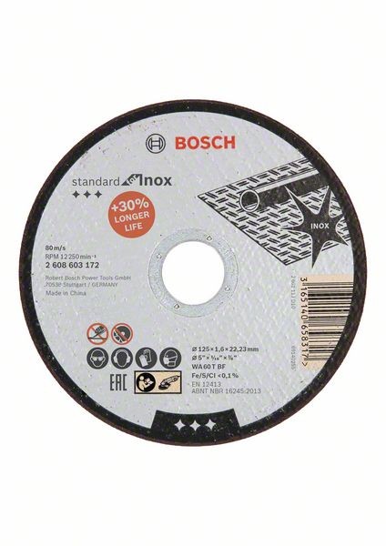 Bosch Trennscheibe gerade Standard for Inox WA 60T BF, 125 mm, 1,6 mm 2608603172