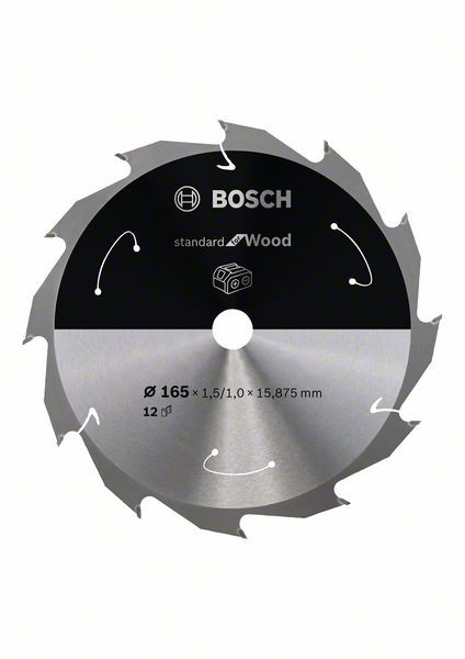 Bosch Akku-Kreissägeblatt for Wood, 165 x 1,5/1 x 15,875, 12 Zähne 2608837680
