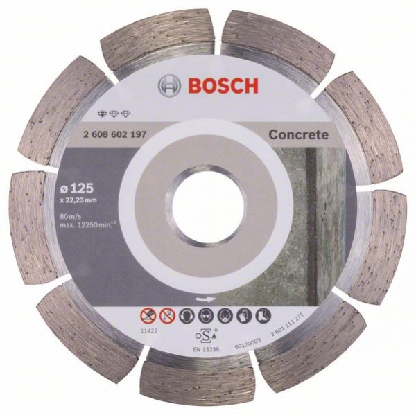 Bosch Diamanttrennscheibe Standard, 125 x 22,23 x 1,6 x10mm, 1er-Pack 2608602197