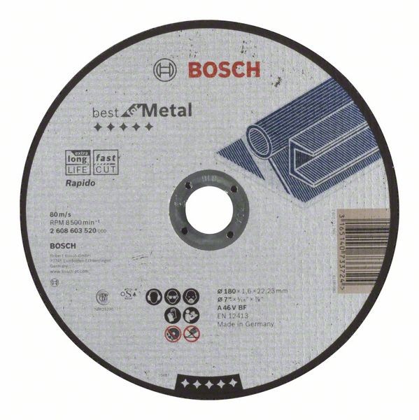 Bosch Trennscheibe gerade Best for Metal A 46 V BF, 180 mm, 1,6 mm 2608603520