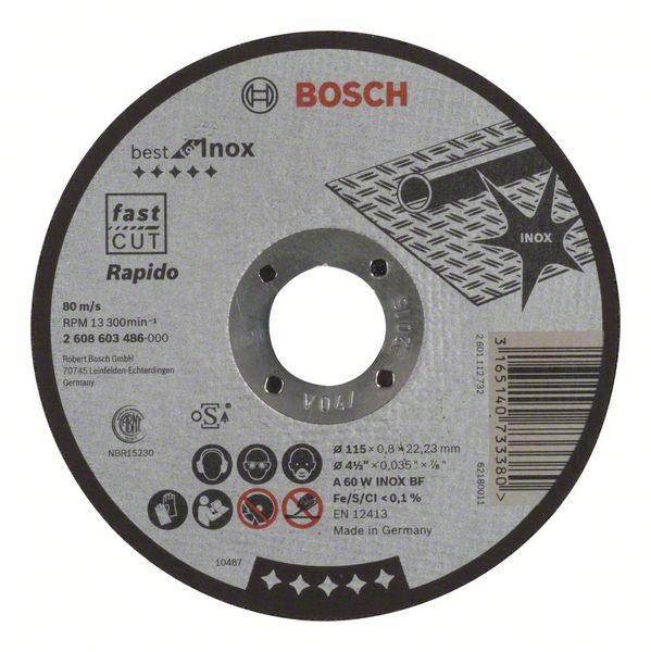 Bosch Trennscheibe gerade Best for Inox A60 W INOX BF, 115 mm, 0,8 mm 2608603486