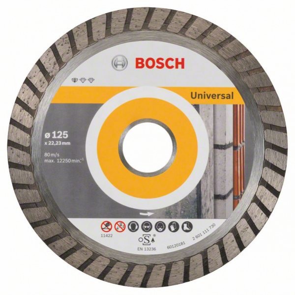 Bosch Diamanttrennscheibe Turbo, 125x22,23x2x10 mm, 1er-Pack 2608602394